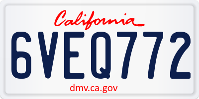 CA license plate 6VEQ772