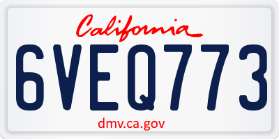 CA license plate 6VEQ773