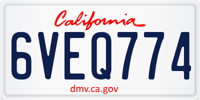 CA license plate 6VEQ774