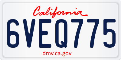 CA license plate 6VEQ775
