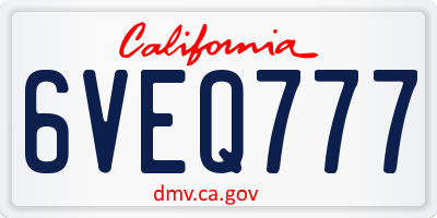 CA license plate 6VEQ777