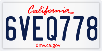 CA license plate 6VEQ778