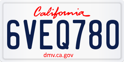 CA license plate 6VEQ780