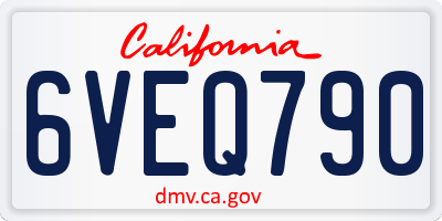 CA license plate 6VEQ790