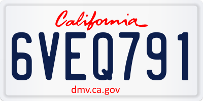 CA license plate 6VEQ791
