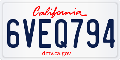 CA license plate 6VEQ794