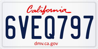 CA license plate 6VEQ797