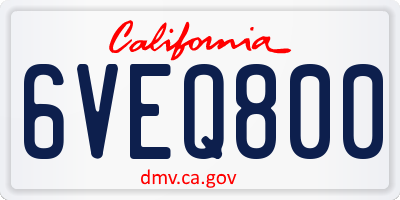 CA license plate 6VEQ800