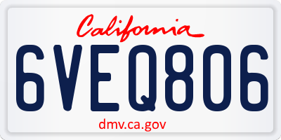 CA license plate 6VEQ806