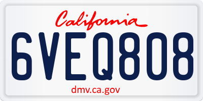 CA license plate 6VEQ808