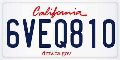 CA license plate 6VEQ810