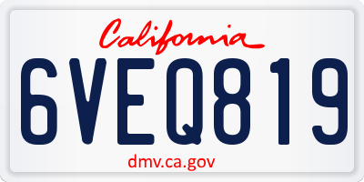 CA license plate 6VEQ819