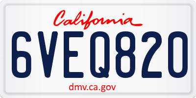 CA license plate 6VEQ820