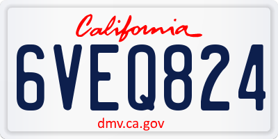 CA license plate 6VEQ824