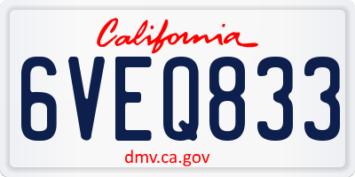 CA license plate 6VEQ833