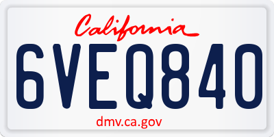 CA license plate 6VEQ840
