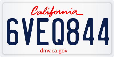 CA license plate 6VEQ844