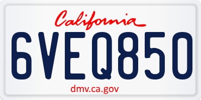 CA license plate 6VEQ850