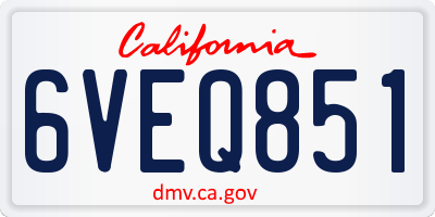 CA license plate 6VEQ851