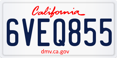 CA license plate 6VEQ855