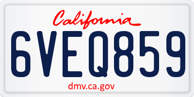 CA license plate 6VEQ859