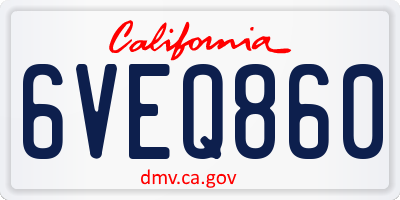CA license plate 6VEQ860
