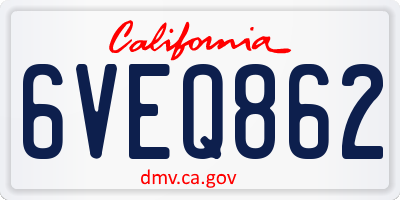 CA license plate 6VEQ862