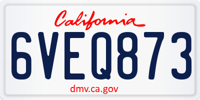 CA license plate 6VEQ873