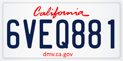 CA license plate 6VEQ881