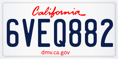 CA license plate 6VEQ882