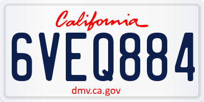 CA license plate 6VEQ884