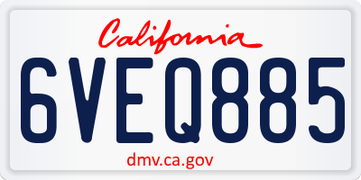 CA license plate 6VEQ885
