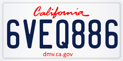 CA license plate 6VEQ886