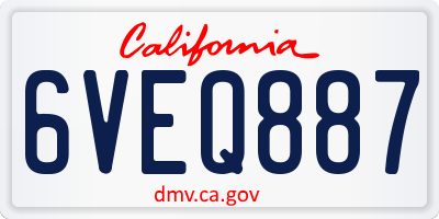 CA license plate 6VEQ887