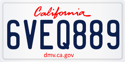 CA license plate 6VEQ889