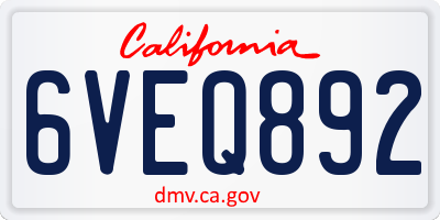 CA license plate 6VEQ892