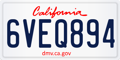 CA license plate 6VEQ894
