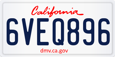 CA license plate 6VEQ896