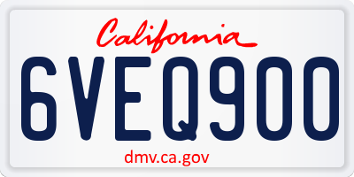 CA license plate 6VEQ900