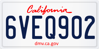 CA license plate 6VEQ902