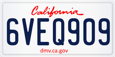CA license plate 6VEQ909