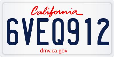 CA license plate 6VEQ912