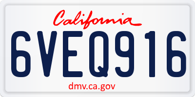 CA license plate 6VEQ916