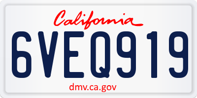 CA license plate 6VEQ919