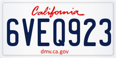 CA license plate 6VEQ923