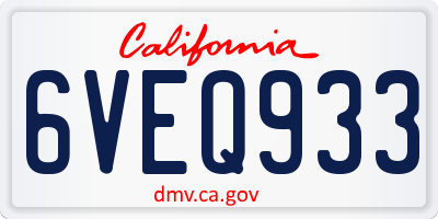 CA license plate 6VEQ933