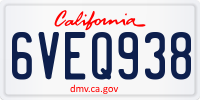 CA license plate 6VEQ938