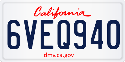 CA license plate 6VEQ940