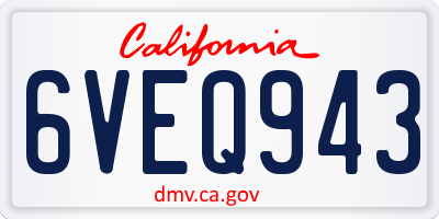 CA license plate 6VEQ943