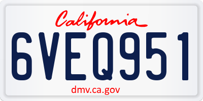 CA license plate 6VEQ951